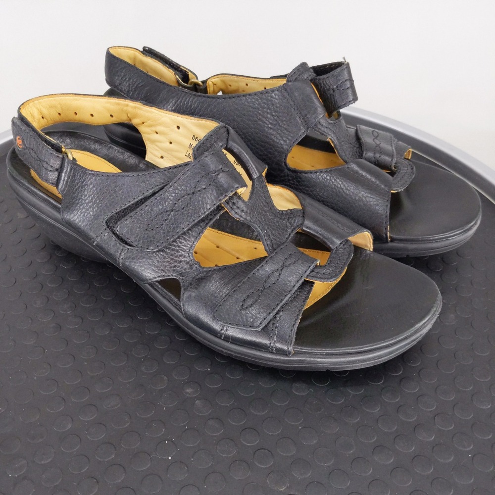 Clarks Unstructured Sandals Womens 9.5 Black Leather Strap Comfort‎